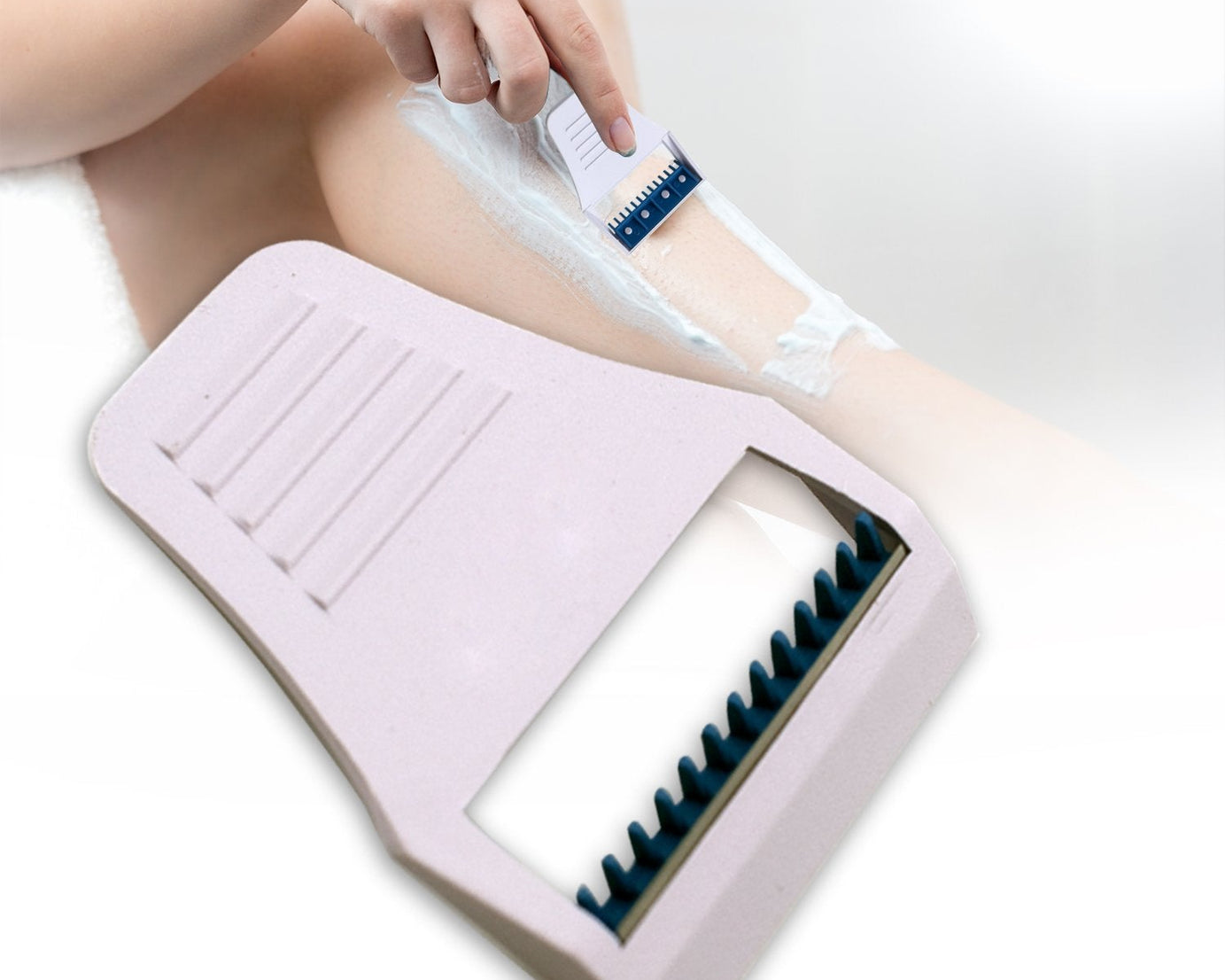 Close-up of women's body razor in packaging