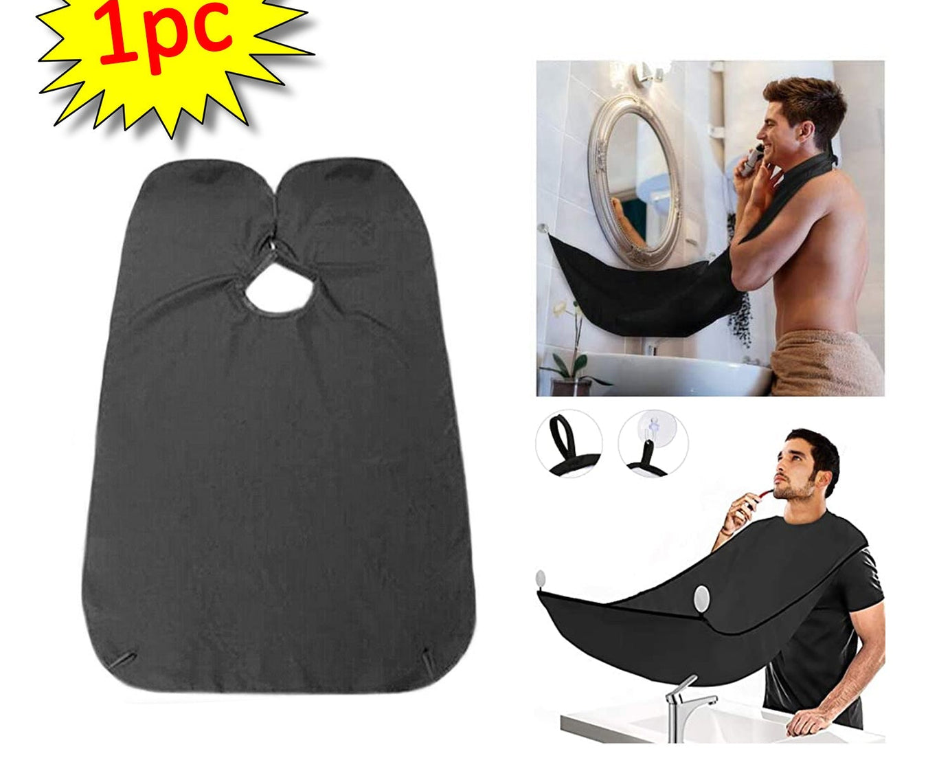 Black Beard Apron Hair Clippings Catcher Grooming Bib