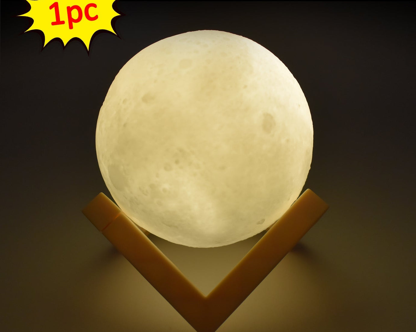 3D moon lamp with realistic texture and brightness adjustment