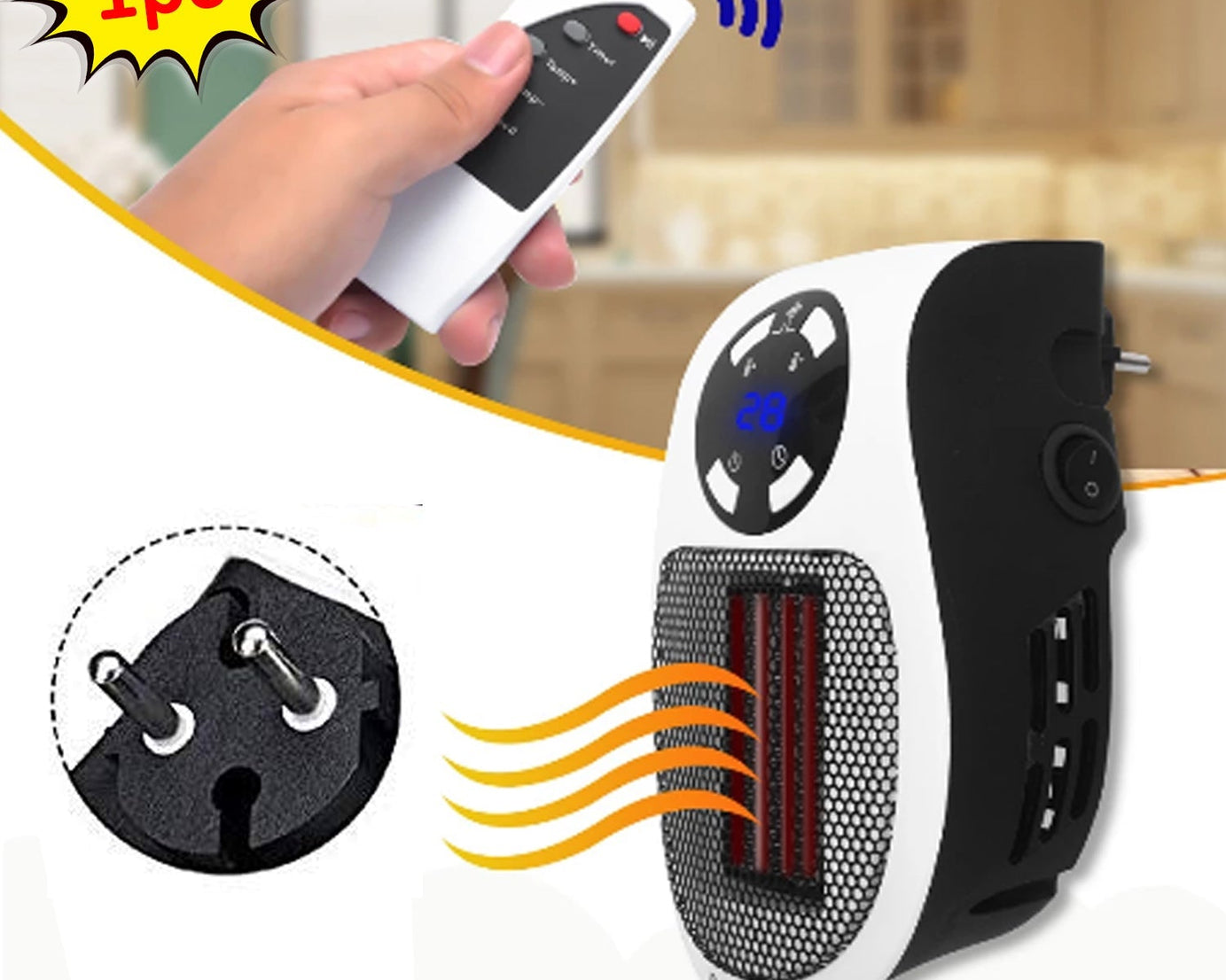 Compact desktop fan heater for home use