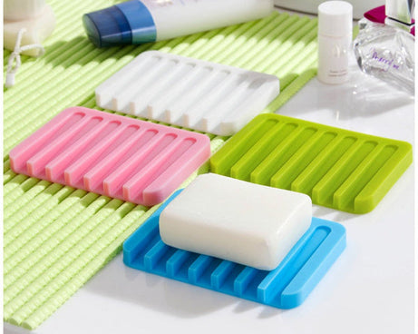 Silicone soap dish with drainage for better drying