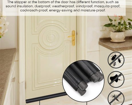 Twin draught guard for door, blocks drafts and improves insulation