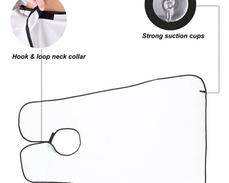 Beard trimming apron with adjustable fit, catches hair clippings