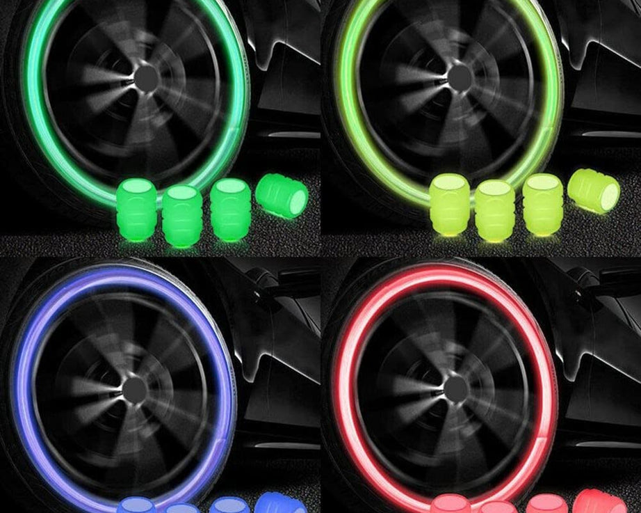 Tyre Valve Caps Luminous Glow Car Tire Air Stem Valve Cap Covers vaal cap ( 4 Pcs Mix Colour)