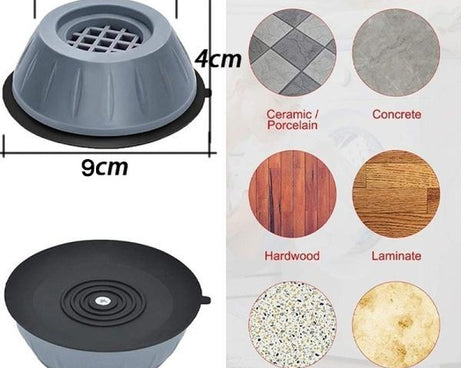 Anti-walk pads for machine leveling, shock absorbing base