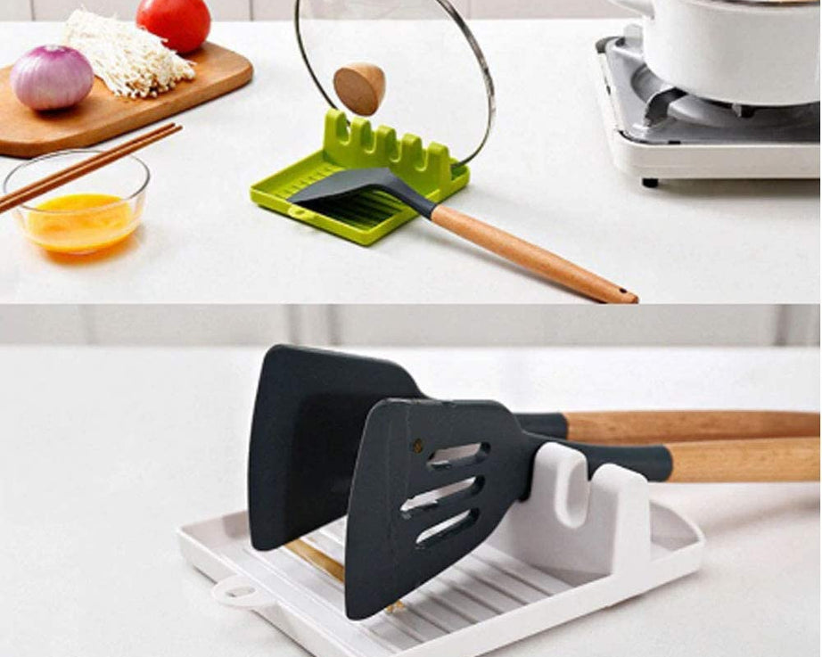 Versatile kitchen spatula holder with functional design