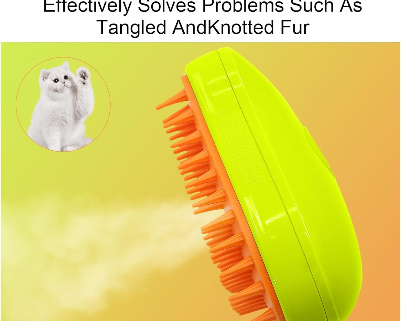 3 In1 Cat Steamy Brush, Self Cleaning Steam Cat Brush Cat Steamer Brush for Massage Cat Grooming Brush Pet Hair Removal Comb for Cat and Dog, for Removing Tangled and Loose Hair