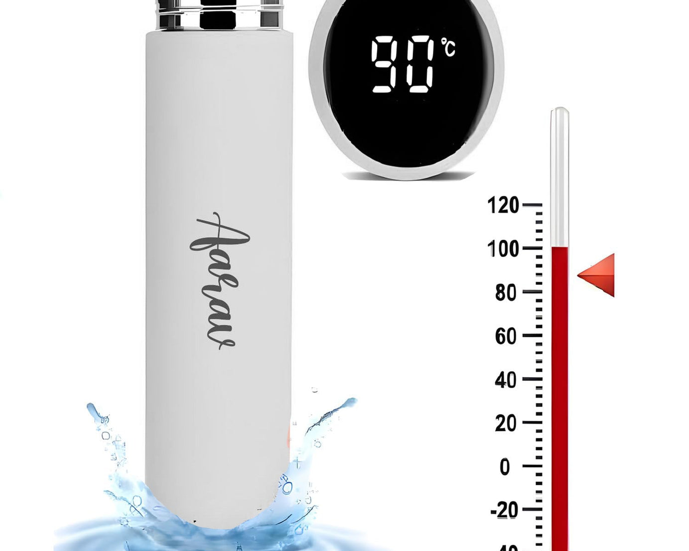 Customized/Personalized Stainless Steel Smart Water Bottle with Smart LCD Temperature Touch | Gifting Custom Name Water Bottle | Gifts for Boyfriend/Girlfriend/Employee | 500ML