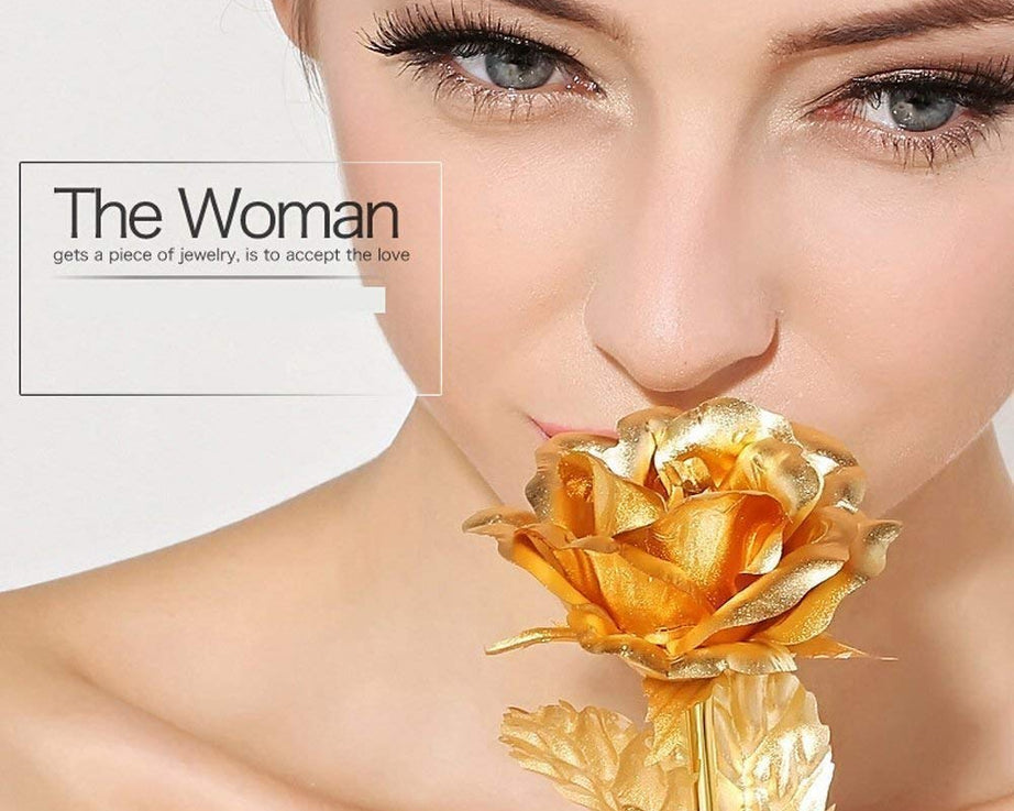 Luxury Decorative Gold Plated Artificial Golden Rose with Premium Box