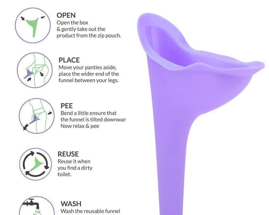 Reusable portable urinal funnel for women, travel size
