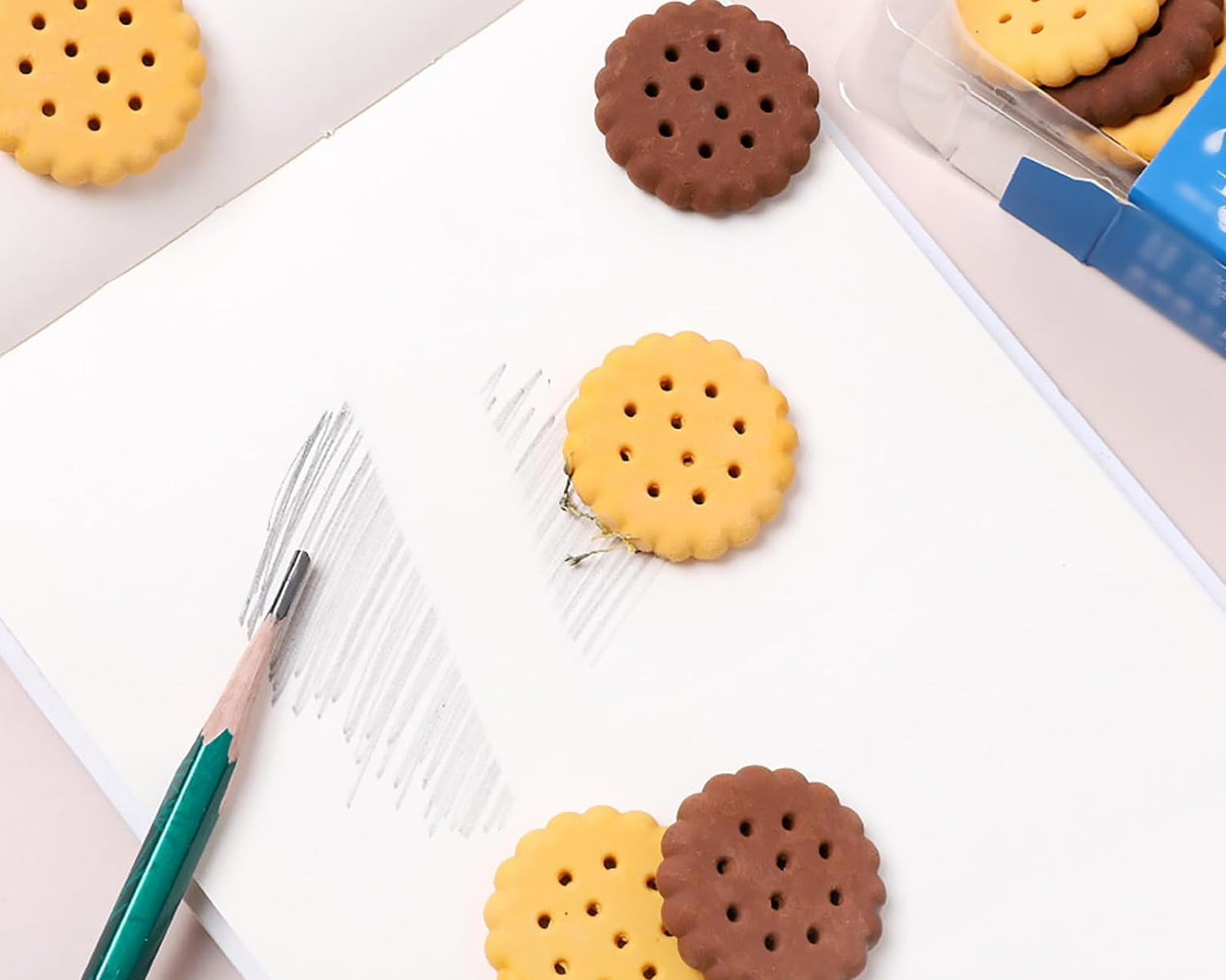 Pack of 6 Erasers Erasers Stationery School Rubber Schools Sketches Office Sign Kid Party Favour Gift Toy Gift Creative Christmas Birthday Gift in Shape Biscuits (6 Pcs Set)