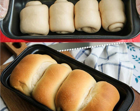 Durable steel baking tray with non-stick surface.