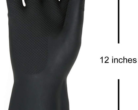 Durable cleaning gloves made from natural gum rubber.