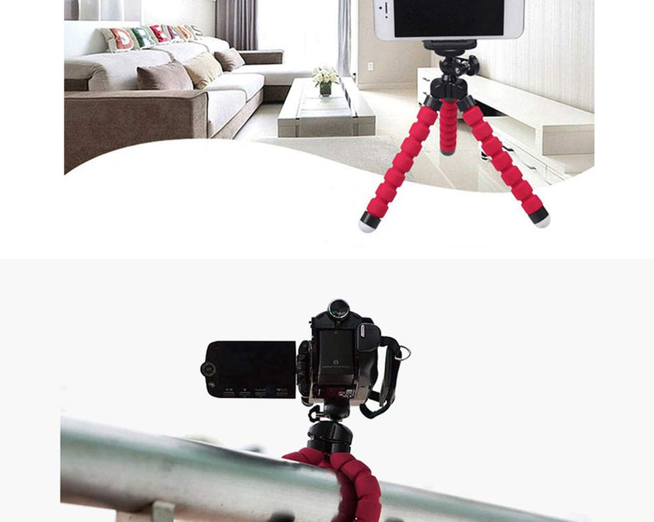 Portable Mini Octopus Tripod Stand with Phone Holder for Live Selfie, Mobile Phone Portable and Adjustable Stent