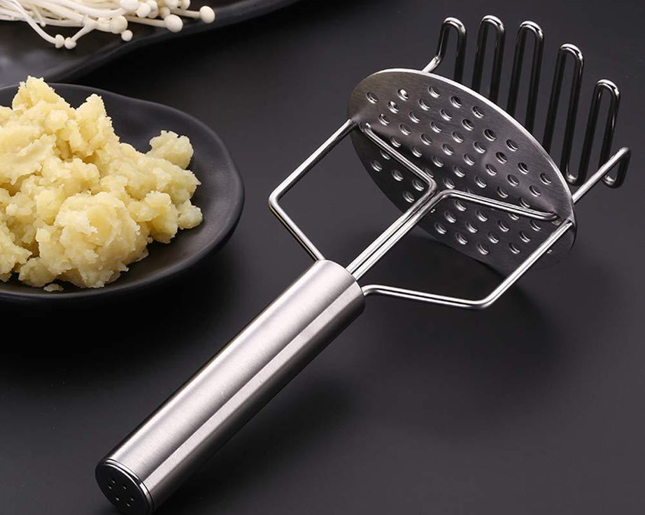 Stainless steel hand masher for dal, vegetables, and baby food