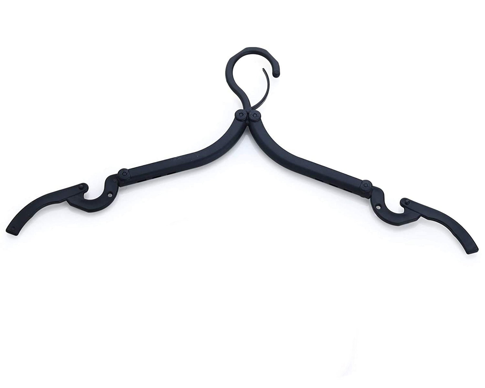 Foldable multicolor plastic hangers, single piece, compact and portable for travel and home use.