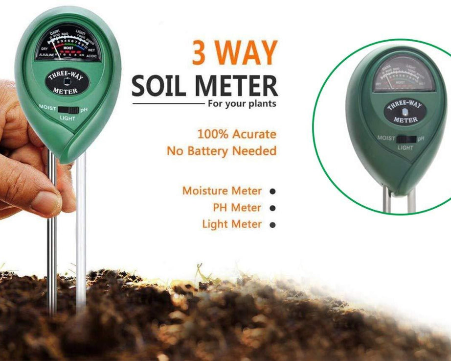 Soil moisture tester with pH and light measurement.