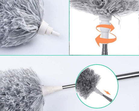 Microfiber Dusters for Cleaning, Telescoping Feather Duster with 100 inches Extendable Handle Pole, Dusting Cleaning Tools for Cleaning High Ceiling, Ceiling Fan, Blinds, Cobwebs, Furniture, Cars