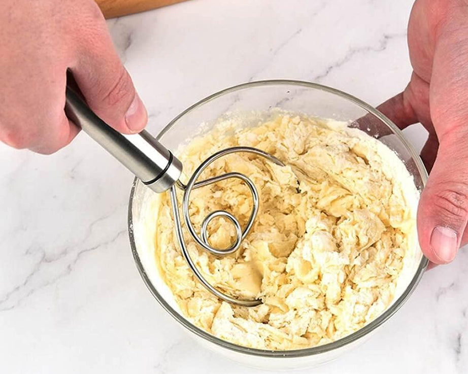 Dough Whisk, Premium Stainless Steel Dutch Whisk, Dough Hand Mixer Artisan Blender For Egg, Bread, Cake, Pastry, Pizza Dough - Perfect Baking Tools, Whisking, Tirring Kitchen Tools (1 Pc)