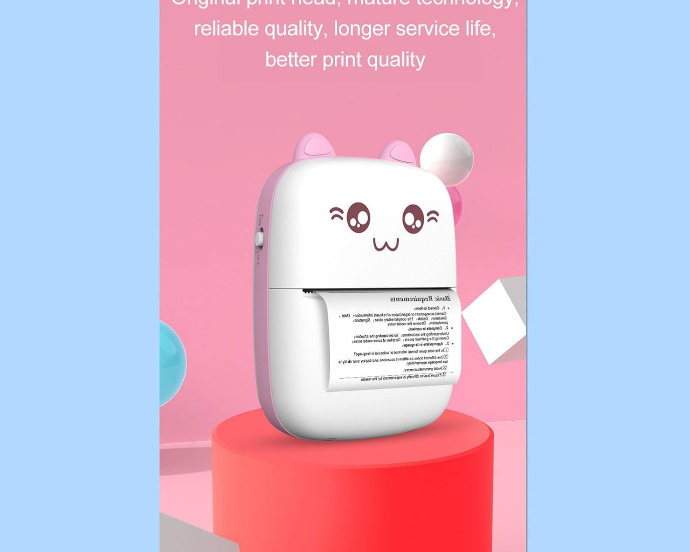 Pocket Mini Printer, Mobile Phone Bluetooth Connection Wireless Mini Thermal Printer with Android or iOS APP for Pictures, Portable Smart Printer,Contains 1 Rolls Thermal Paper, with Fast Paper Output for Photo Image