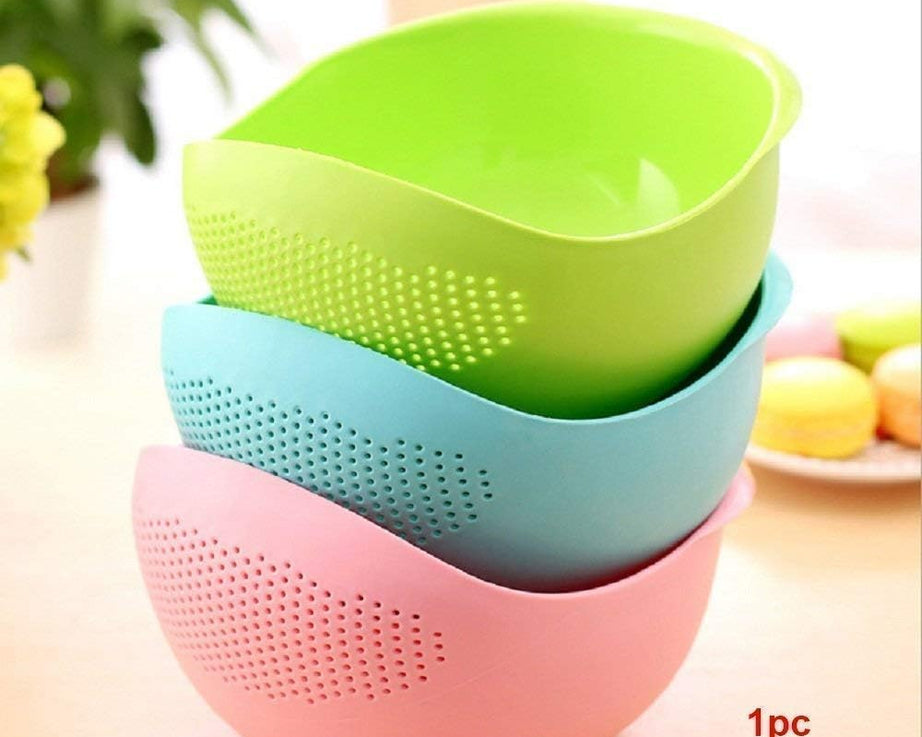Virgin Rice Bowl Durable Plastic Strainer, Water Strainer | Vegetable & Fruits Washing Bowl