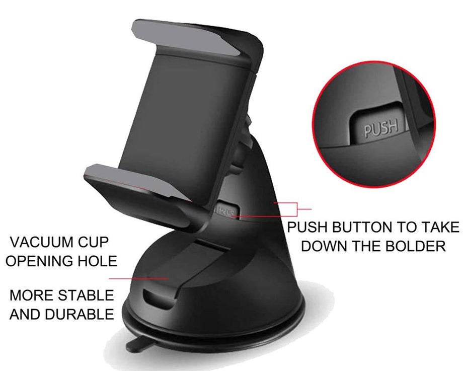 Compact mobile holder with suction base.