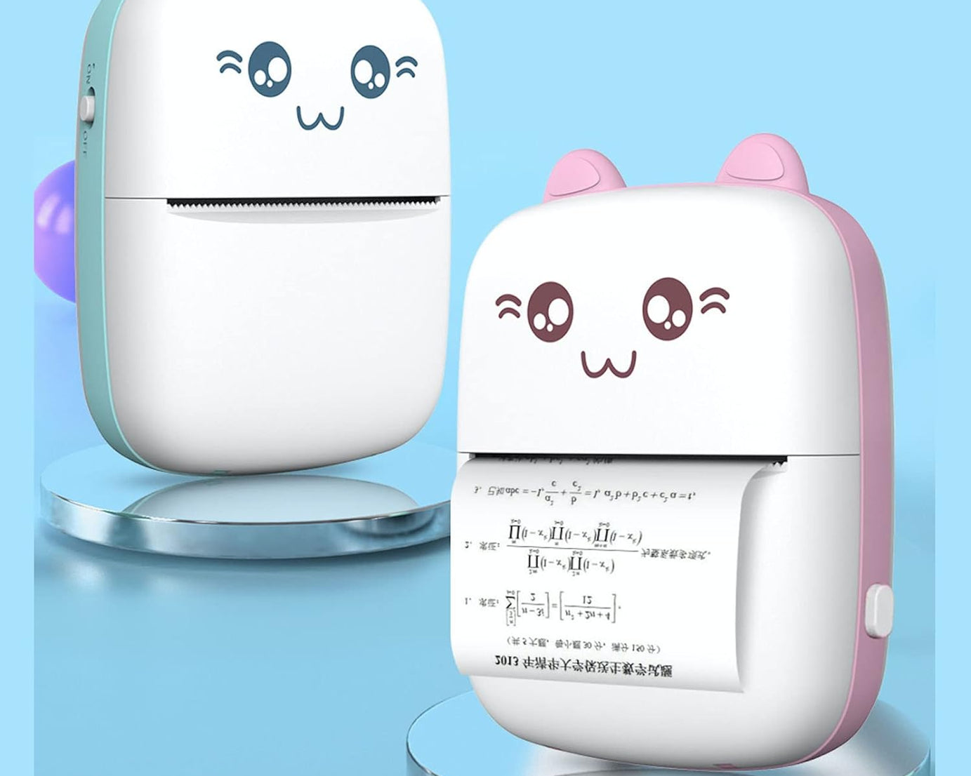 Pocket Mini Printer, Mobile Phone Bluetooth Connection Wireless Mini Thermal Printer with Android or iOS APP for Pictures, Portable Smart Printer,Contains 1 Rolls Thermal Paper, with Fast Paper Output for Photo Image
