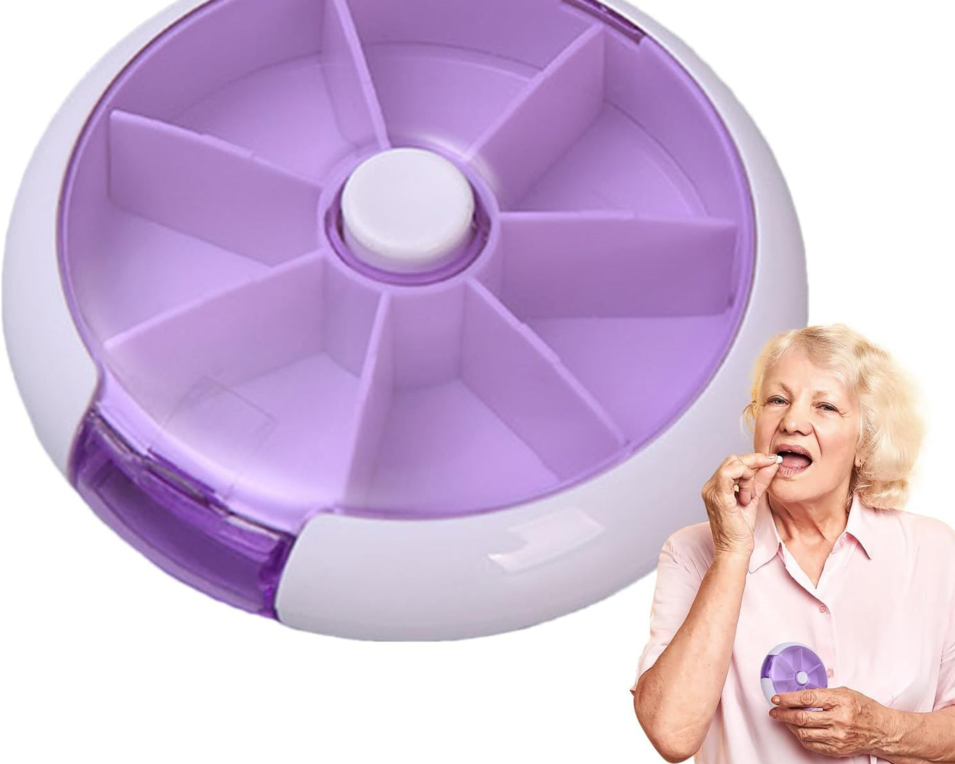 Pill Box Medicine Dispenser 7-Day Week Weekly Whee Cute Portable fruit style 7 grid seal rotation Pill Organizer Medicine Box (1 Pc)