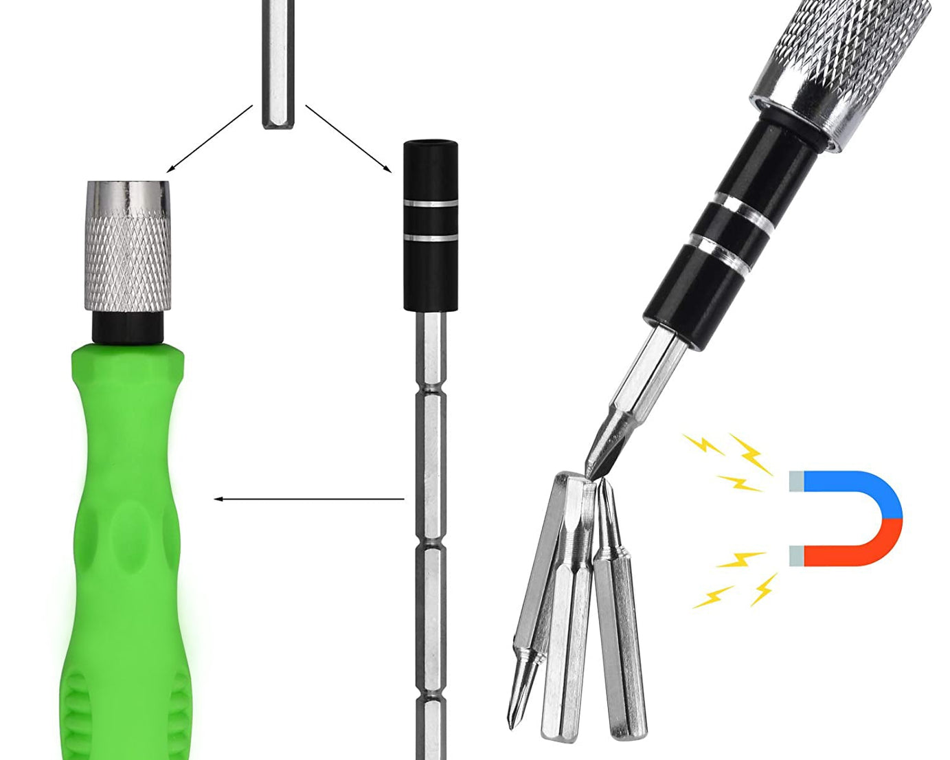 32 in 1 Mini Screwdriver Bits Set with Magnetic Flexible Extension Rod