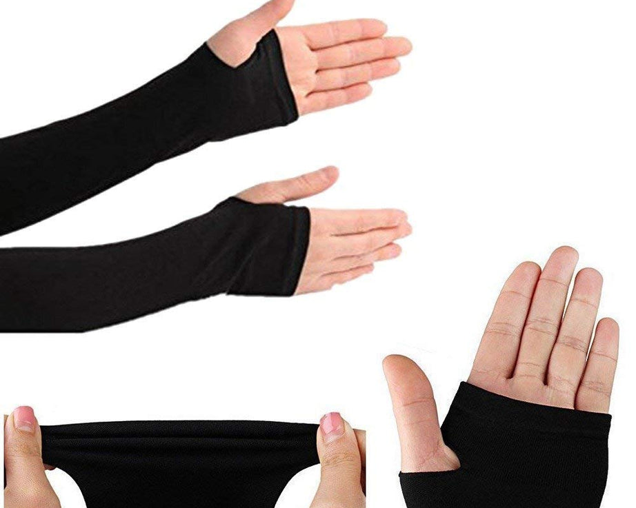 Protective arm sleeves for outdoor activities, suitable for all weather.