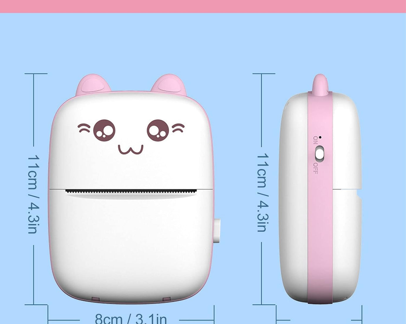 Pocket Mini Printer, Mobile Phone Bluetooth Connection Wireless Mini Thermal Printer with Android or iOS APP for Pictures, Portable Smart Printer,Contains 1 Rolls Thermal Paper, with Fast Paper Output for Photo Image