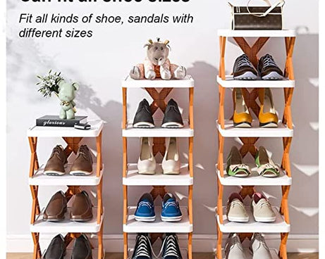 4 LAYER SHOES STAND, SHOE TOWER RACK SUIT FOR SMALL SPACES, CLOSET, SMALL ENTRYWAY, EASY ASSEMBLY AND STABLE IN STRUCTURE, CORNER STORAGE CABINET FOR SAVING SPACE