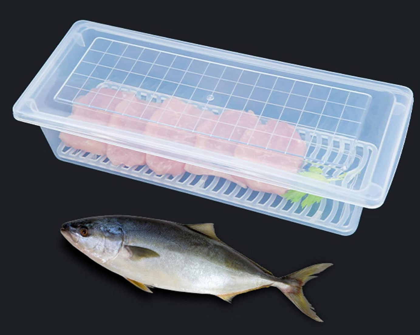 Food storage container with drain plate
