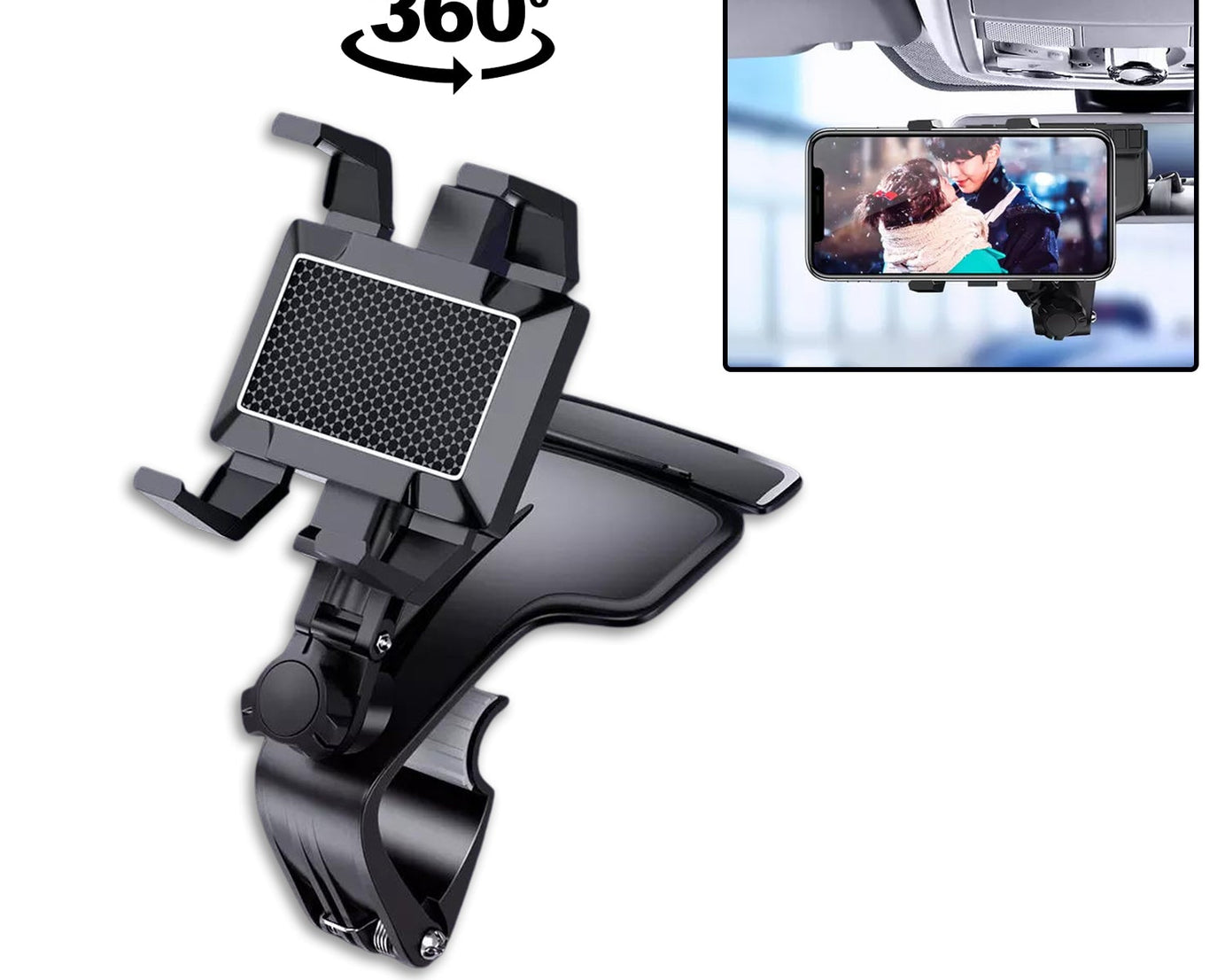 Car Mobile Phone Holder Mount Stand with 360 Degree. Stable One Hand Operational Compatible with Car Dashboard.