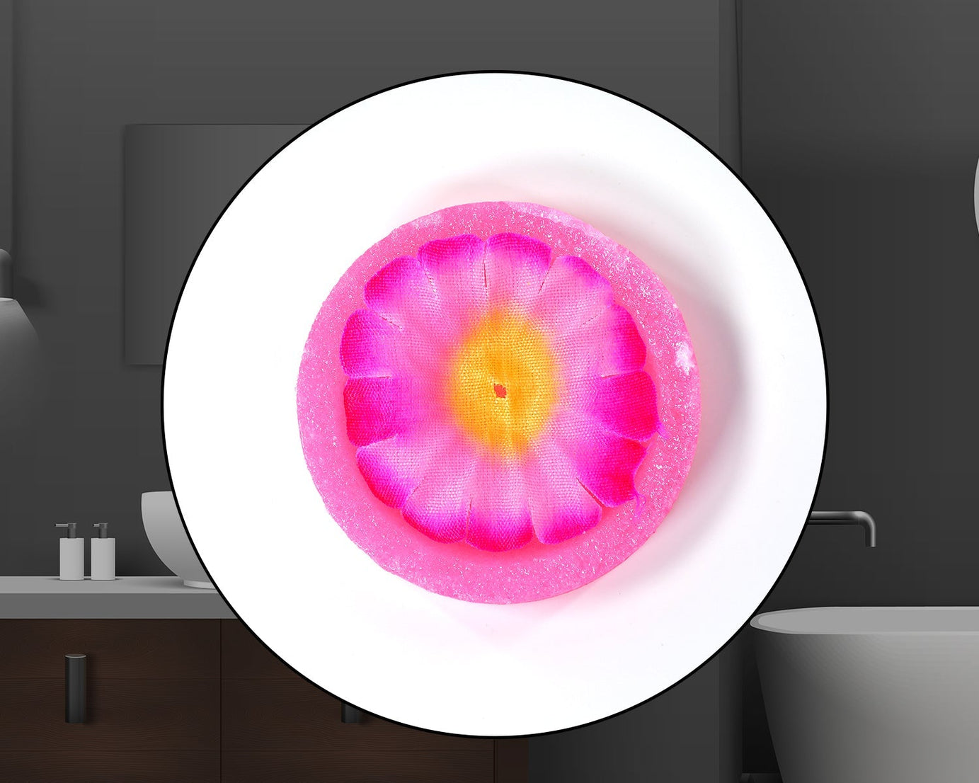 Bathroom air freshener block with floral pattern