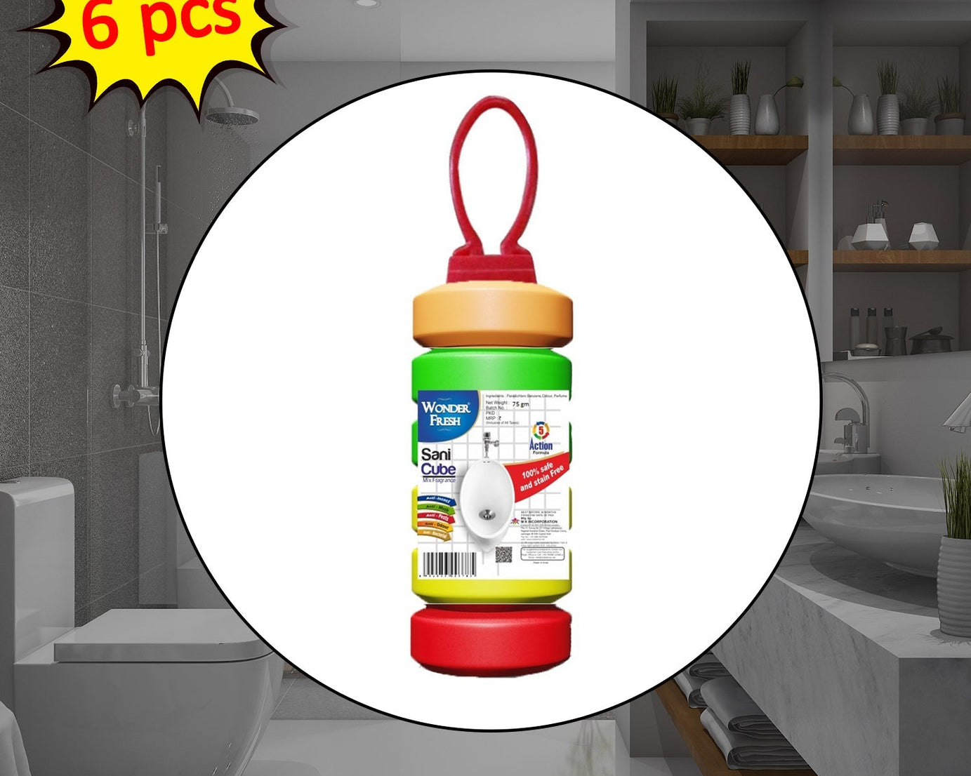 Long-lasting bathroom freshener blocks, 6-piece set