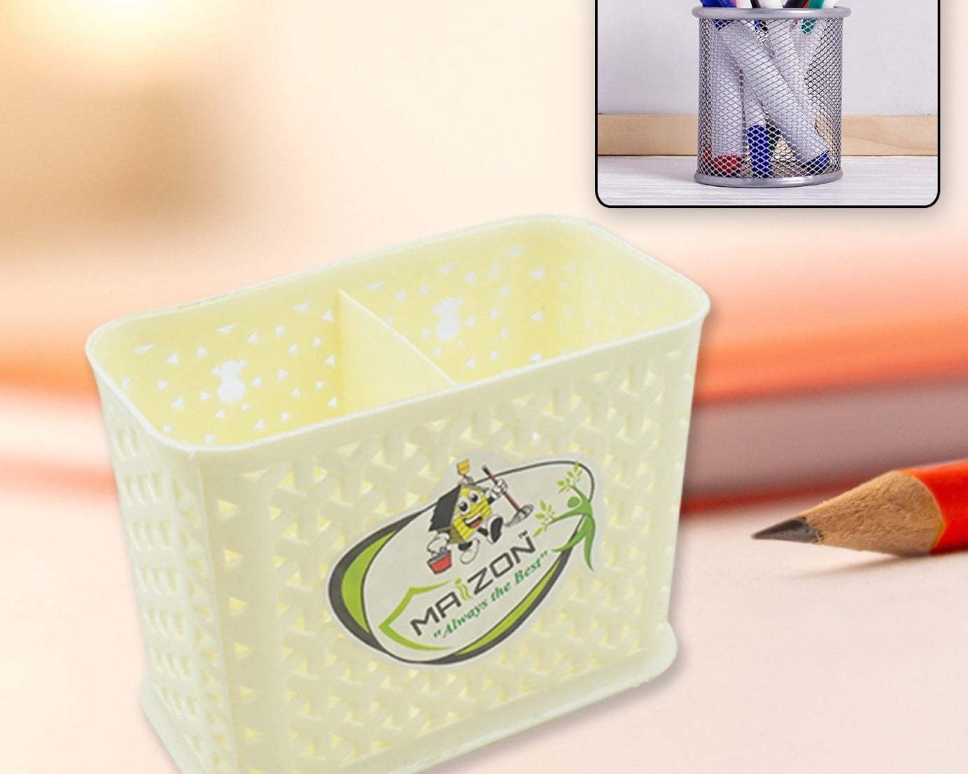 multipurpose Holder for Desk, Plastic Pen Pots Desk Organizers Pencil Pots Holder Stationary Supplies for Office, Home, School Non-slip Silicone Bottom