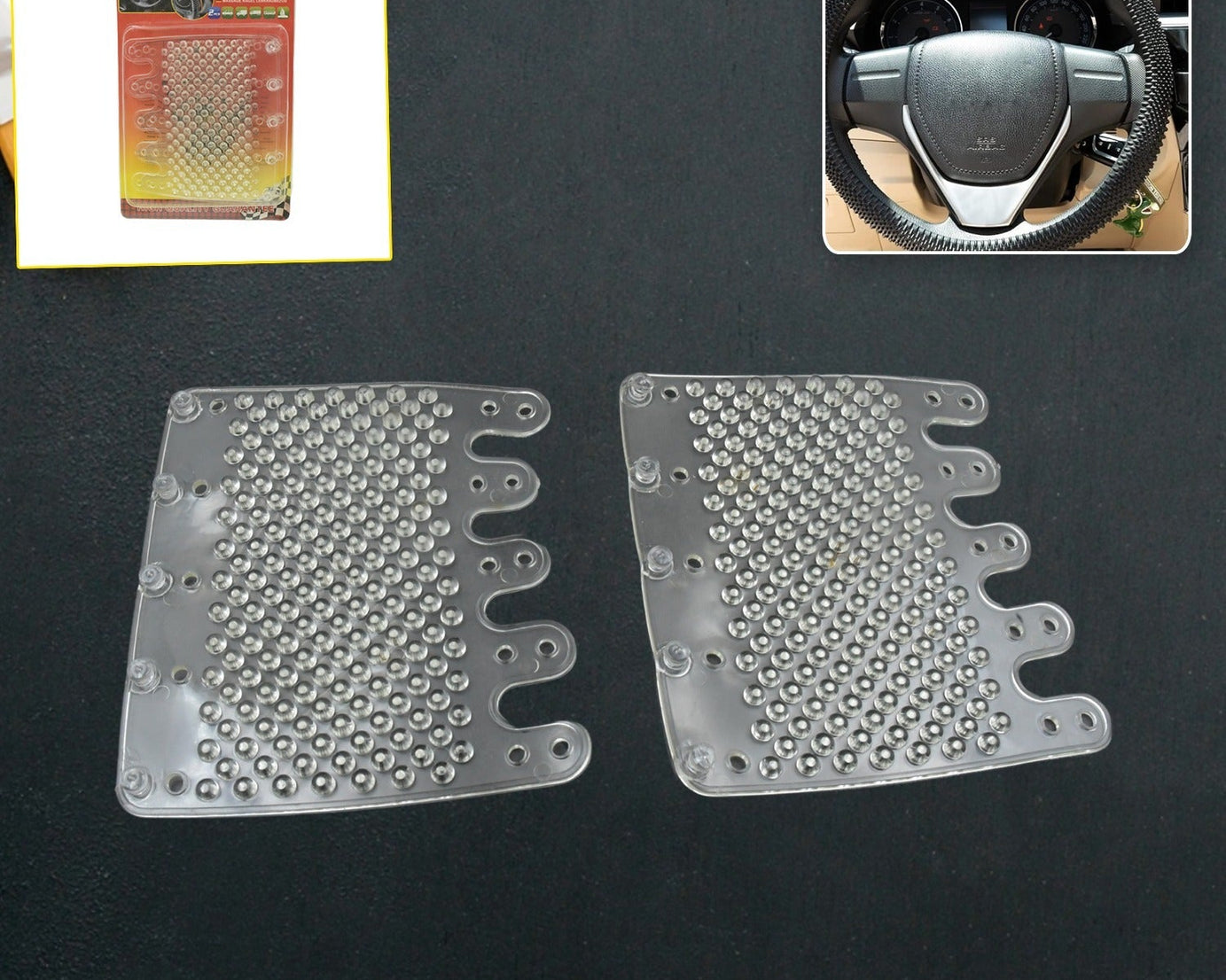 Silicon Car Massage Steering Cover High Quality Silicon Massger Pad Suitable For All Car (2 Pc Set)