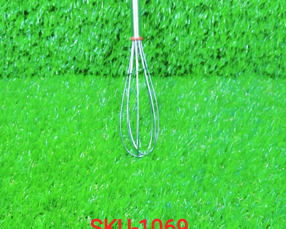 Hand whisk with wire design for versatile kitchen mixing.