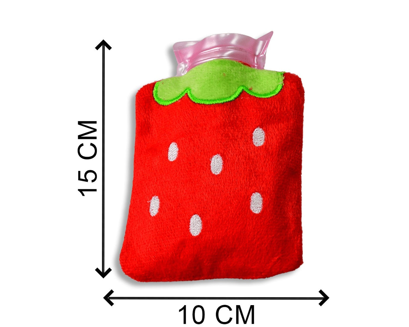 6516 Strawberry small Hot Water Bag with Cover for Pain Relief, Neck, Shoulder Pain and Hand, Feet Warmer, Menstrual Cramps.