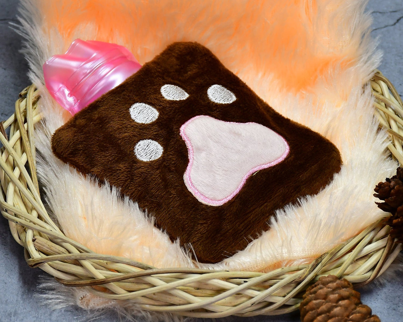 Paw Print Small Hot Water Bag with Cover for Pain Relief