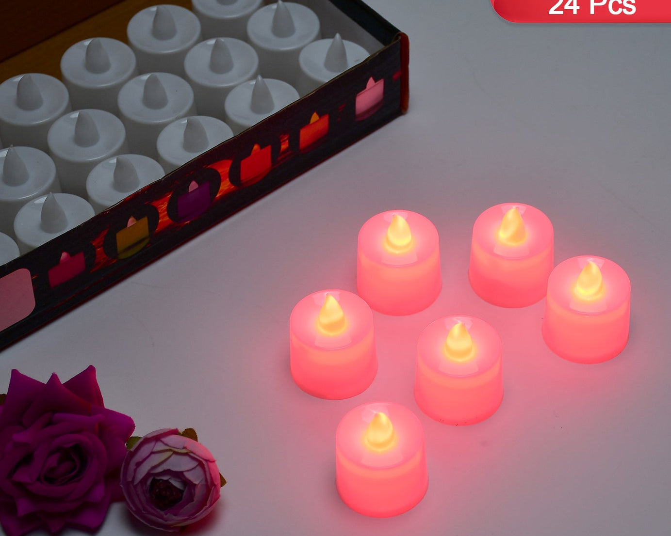 Decorative red LED tealight candles