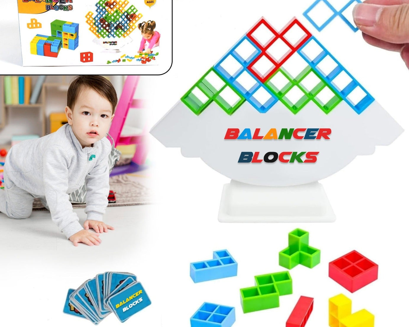 3D Tower Game, Tower Balance Game, Tower Stacking Game Adult Kid Tower Stacking Blocks Balance Game Blocks Building Toys for Kids Age 3+ Years (16 Pcs Set)