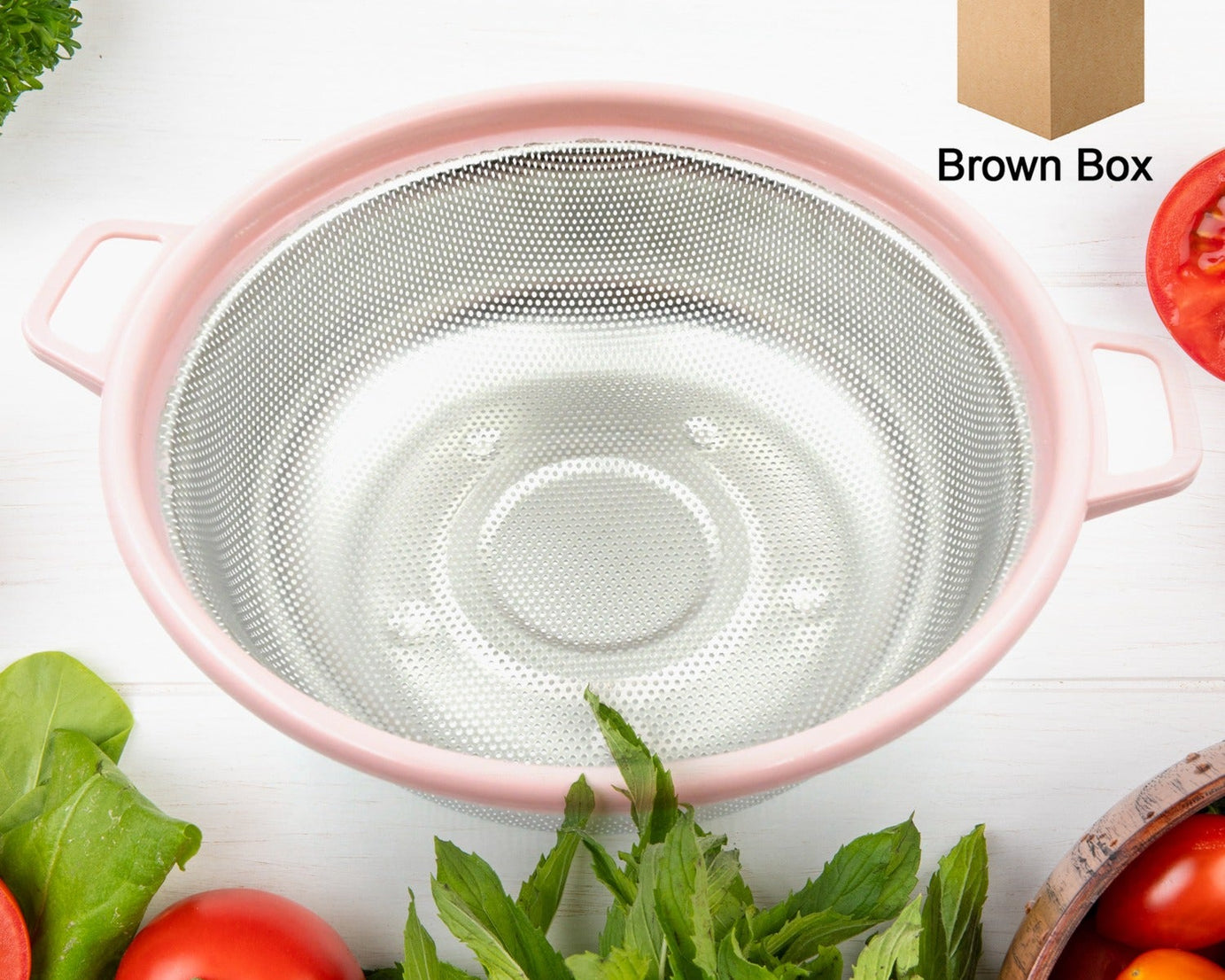 Stainless Steel Colander with Handle - Large Metal Mesh Basket Strainer (1 pc)