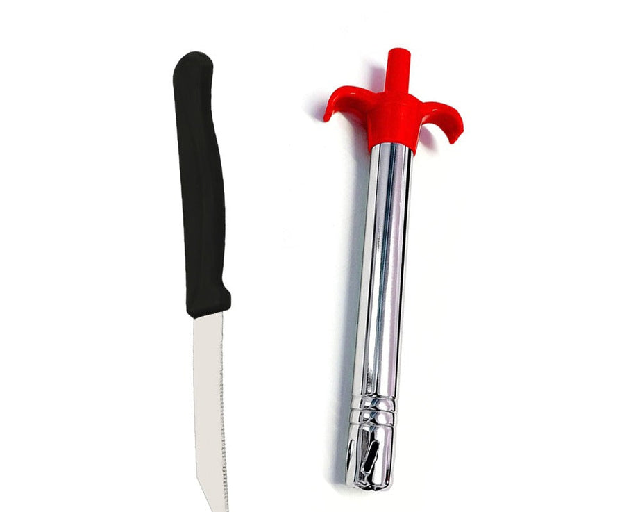 Stainless Steel Electronic Gas Lighter and Knife (2 in 1)