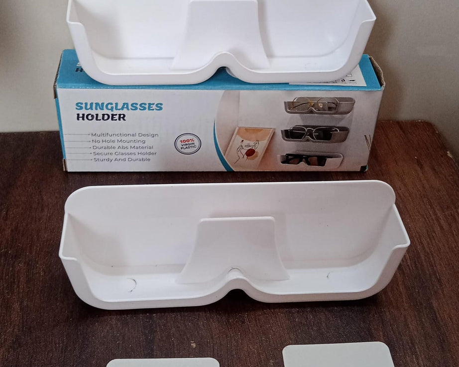 Wall Mount Sunglass Organizer Simple Space Saving Glasses Storage Box Eyewear Stand Holder for Showcase Bedroom Apartment With 2 pc Double Sided Adhesive Sticker (2 Pcs Set)