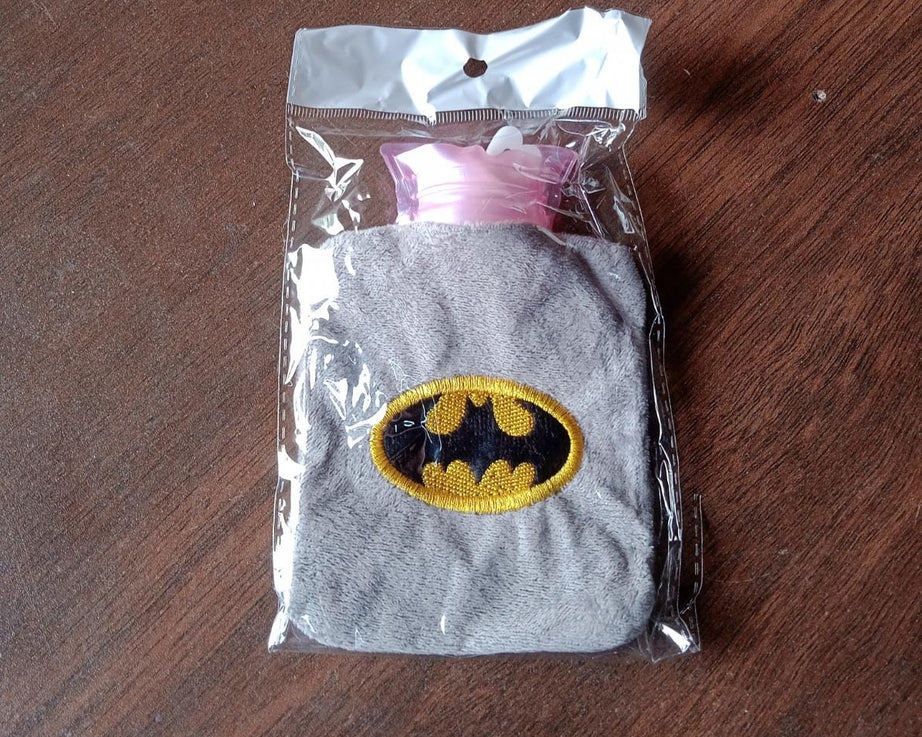 Hot water bag with Batman cover, perfect for hand and feet warmth