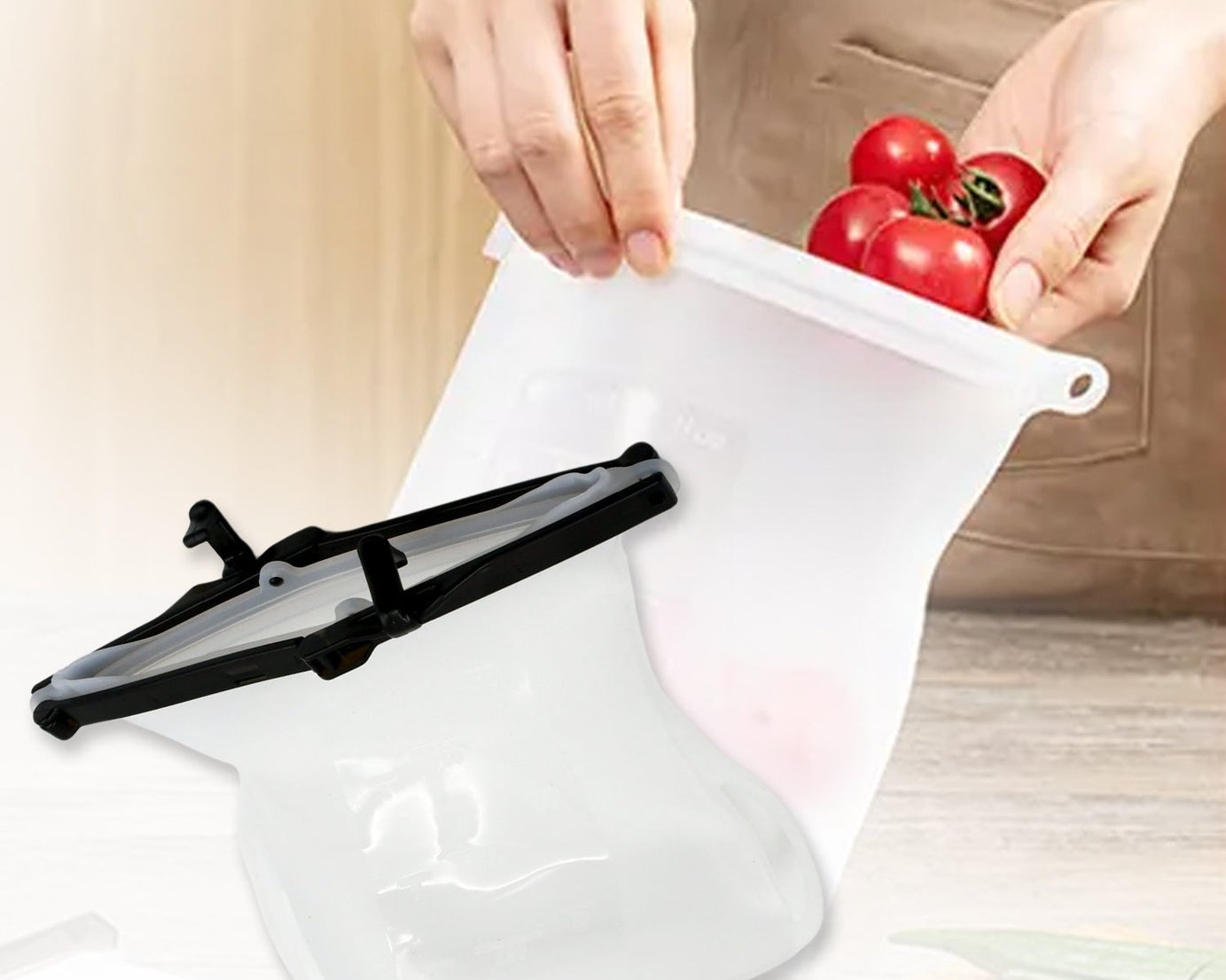 Reusable Silicone Food Storage Bag Set Leakproof Lock Reusable Flat Bottom Freezer Bags, Sandwich Bags, Silicone Food Grade Kids Snack Bags, BPA Free Microwave Dishwasher Safe (1 Pc)