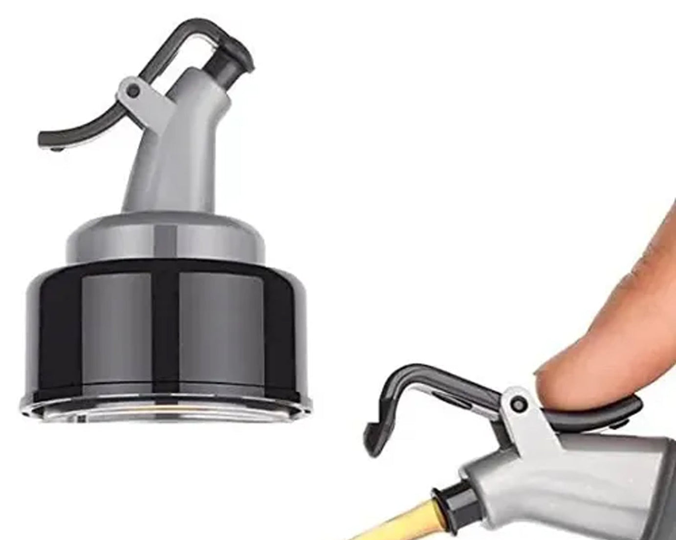 Plastic oil bottle, 1 liter, transparent for easy view of contents.