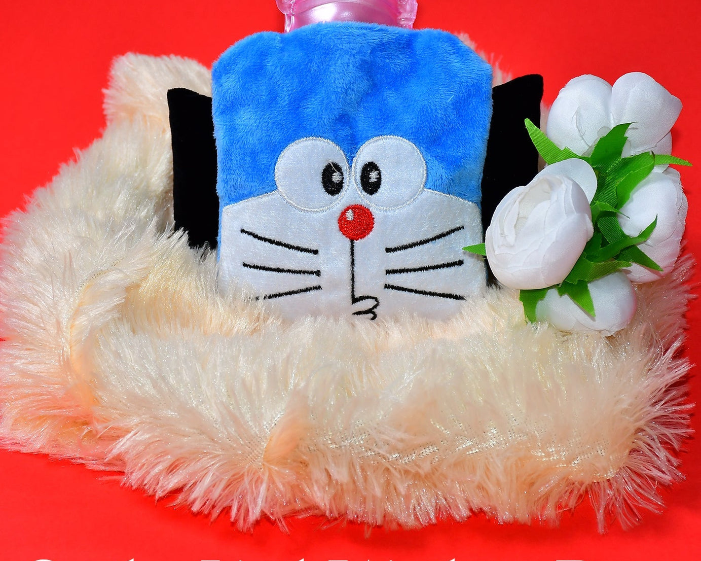 Hot water bag with Doremon cover, perfect for pain and cramps